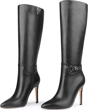MERUMOTE Stiletto Knee High Boots Women Sexy Pointed Toe Zipper High Heels Boots
