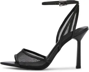 Mesh Stiletto Heeled Sandals for Women Elegant Peep Open Toe Ankle Buckle Slingback Heels Evening Party Wedding Dressy Shoes