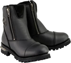 Milwaukee Leather MBM102 Men's Black Smooth Double Sided Zipper Entry Motorcycle Leather Boots - 8.5