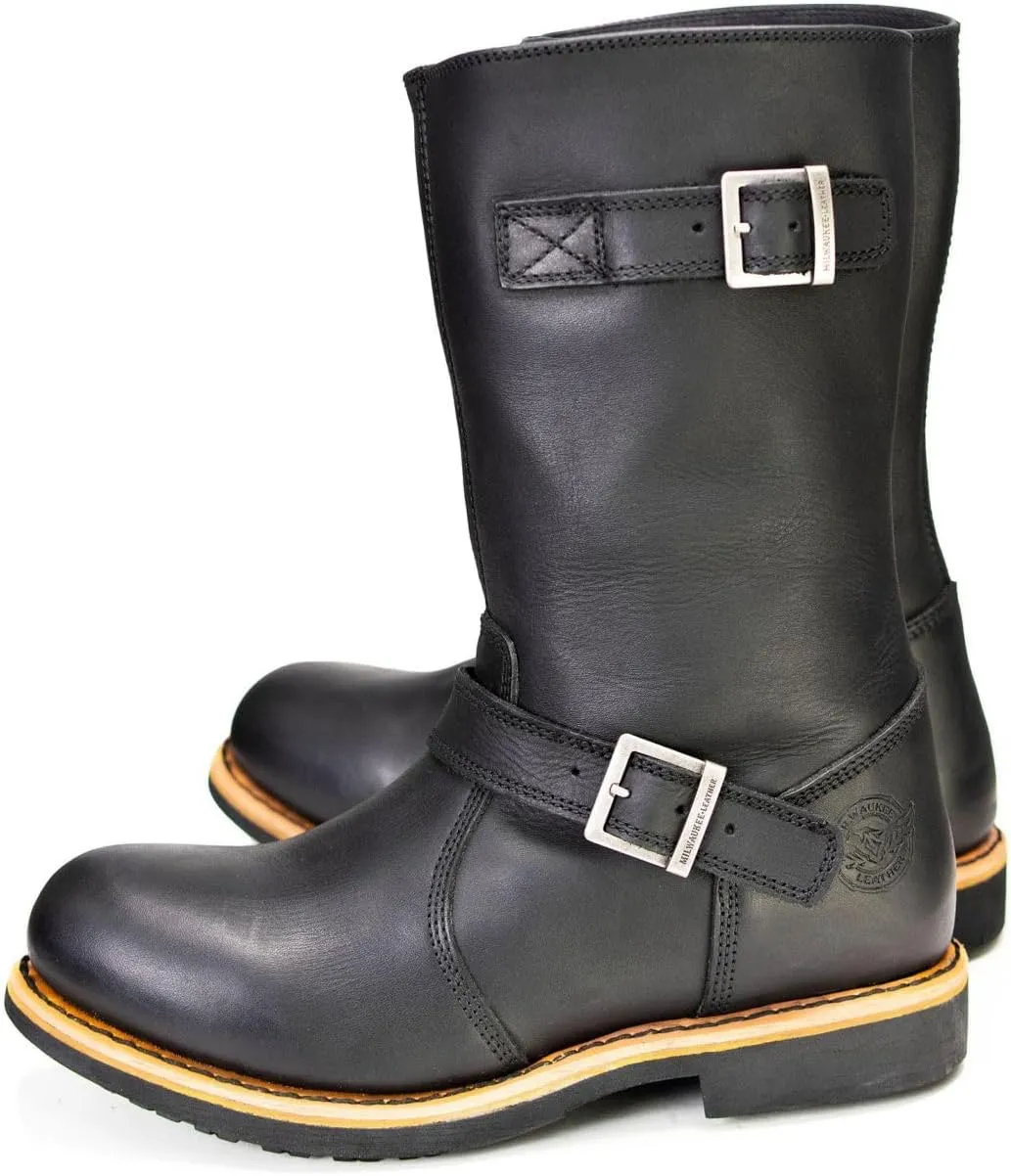 Milwaukee Leather MBM9066 Men's Antique Black Classic Engineer Motorcycle Riding Boots - 11