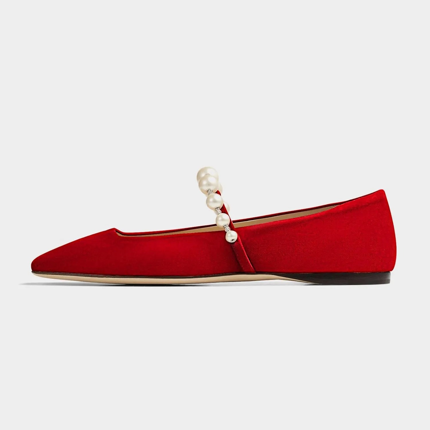MIRAAZZURRA Mary Jane Flats for Women Ballet Flats Square Toe Pearl Strap Retro Dress Shoes