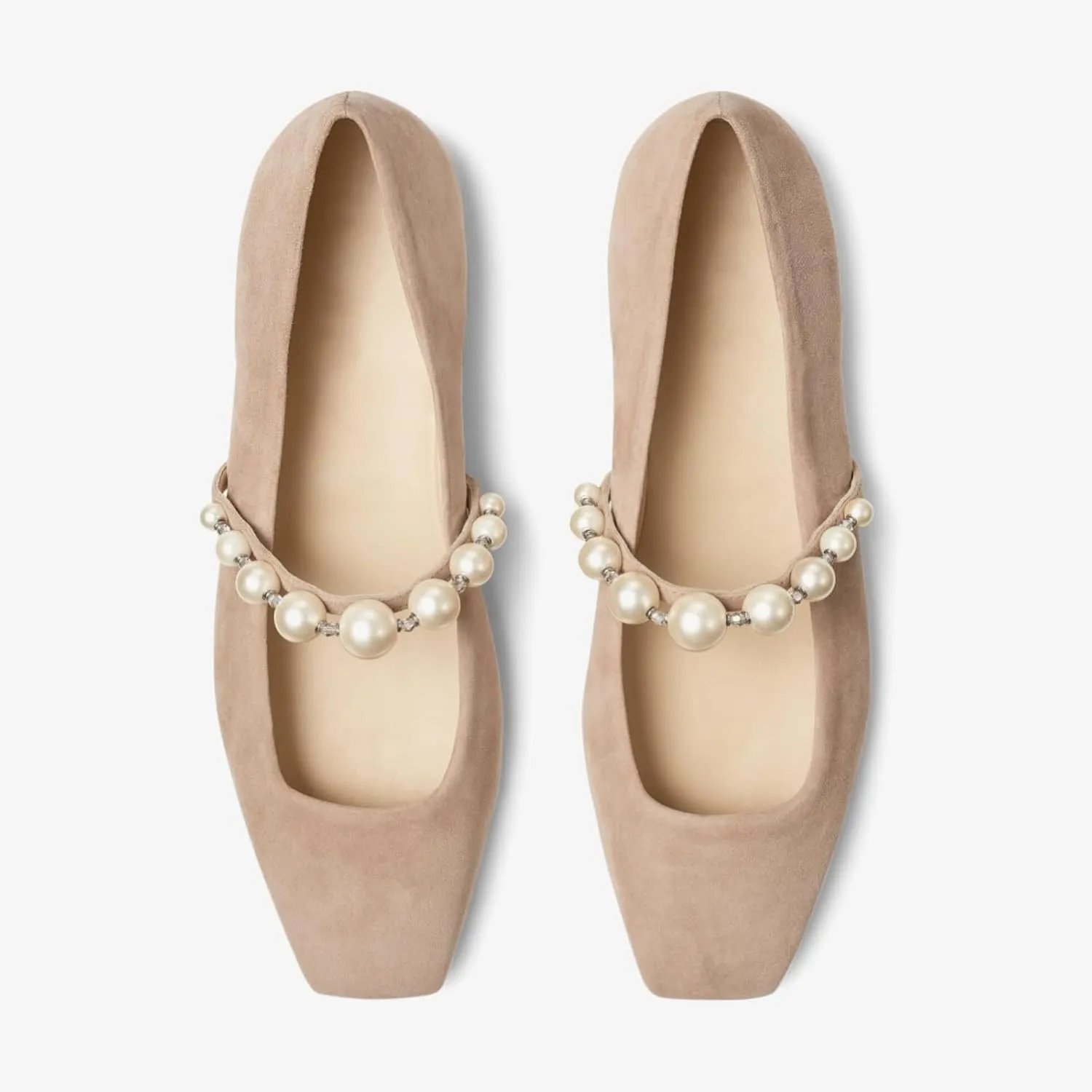 MIRAAZZURRA Mary Jane Flats for Women Ballet Flats Square Toe Pearl Strap Retro Dress Shoes