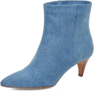 miss left Women Classic Kitten Heel Ankle Boots Pointed Toe Low Heel Wide Calf Pull On Booties Stylish Party Casual Shoes Size 4-16 US