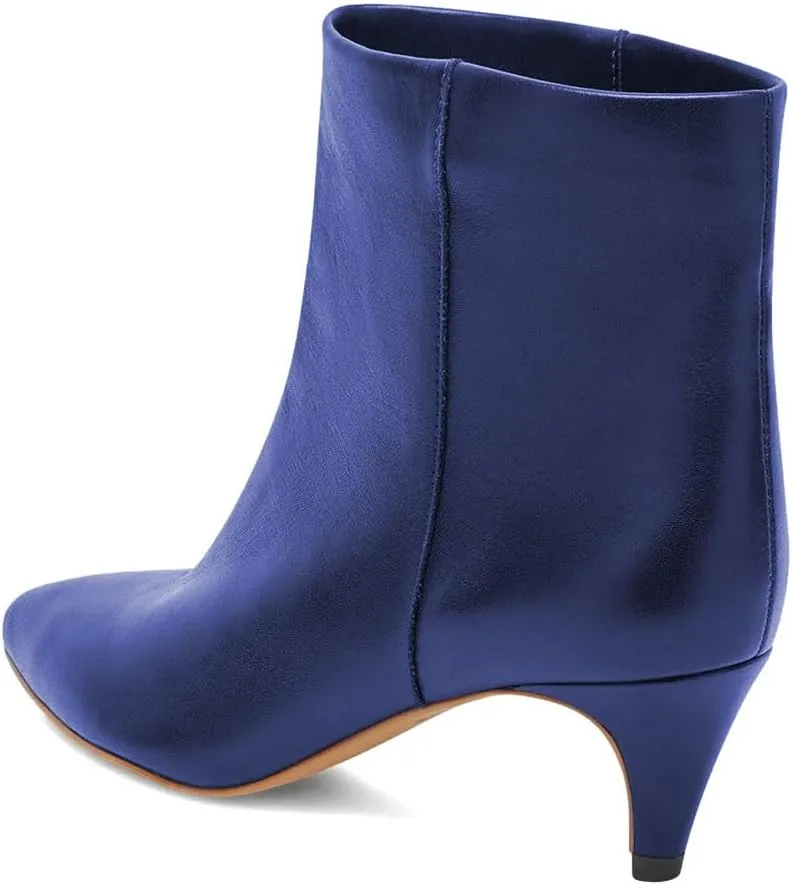 miss left Women Classic Kitten Heel Ankle Boots Pointed Toe Low Heel Wide Calf Pull On Booties Stylish Party Casual Shoes Size 4-16 US