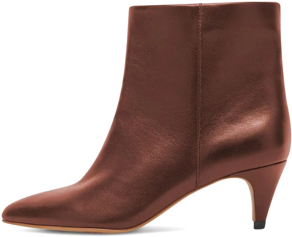 miss left Women Classic Kitten Heel Ankle Boots Pointed Toe Low Heel Wide Calf Pull On Booties Stylish Party Casual Shoes Size 4-16 US