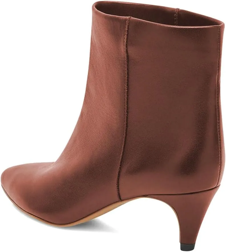 miss left Women Classic Kitten Heel Ankle Boots Pointed Toe Low Heel Wide Calf Pull On Booties Stylish Party Casual Shoes Size 4-16 US