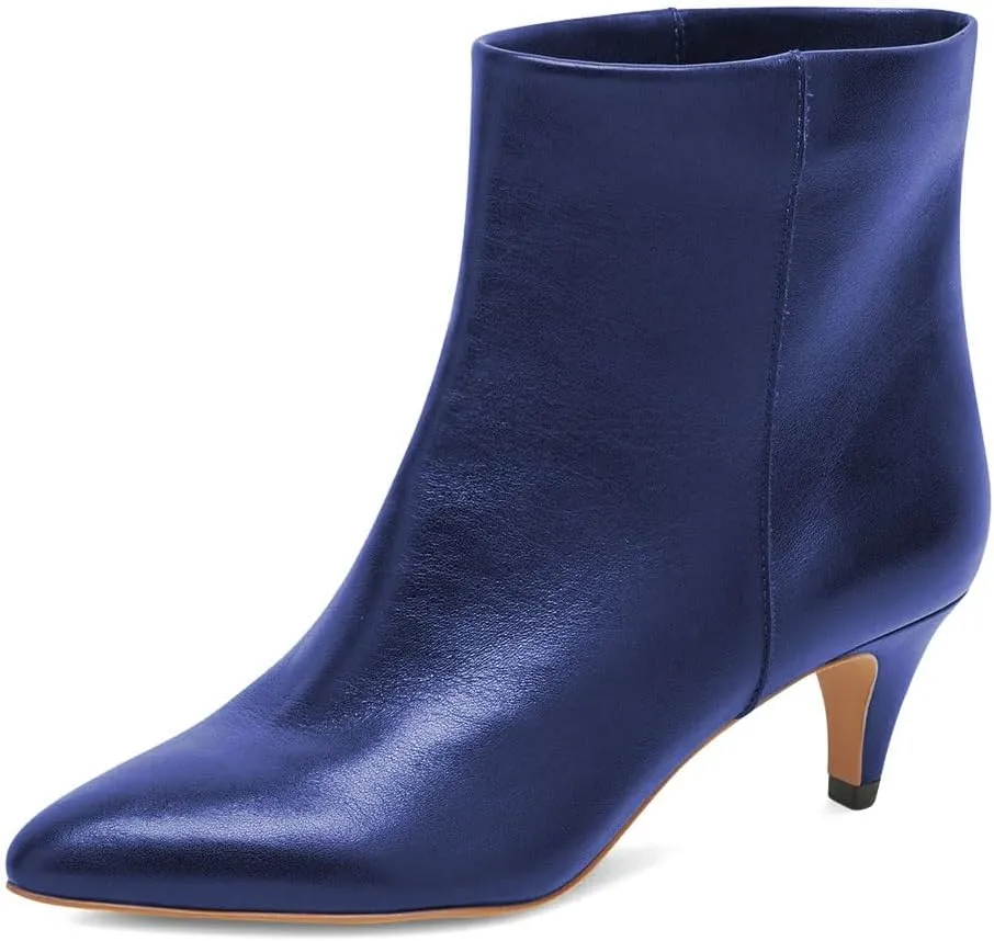 miss left Women Classic Kitten Heel Ankle Boots Pointed Toe Low Heel Wide Calf Pull On Booties Stylish Party Casual Shoes Size 4-16 US