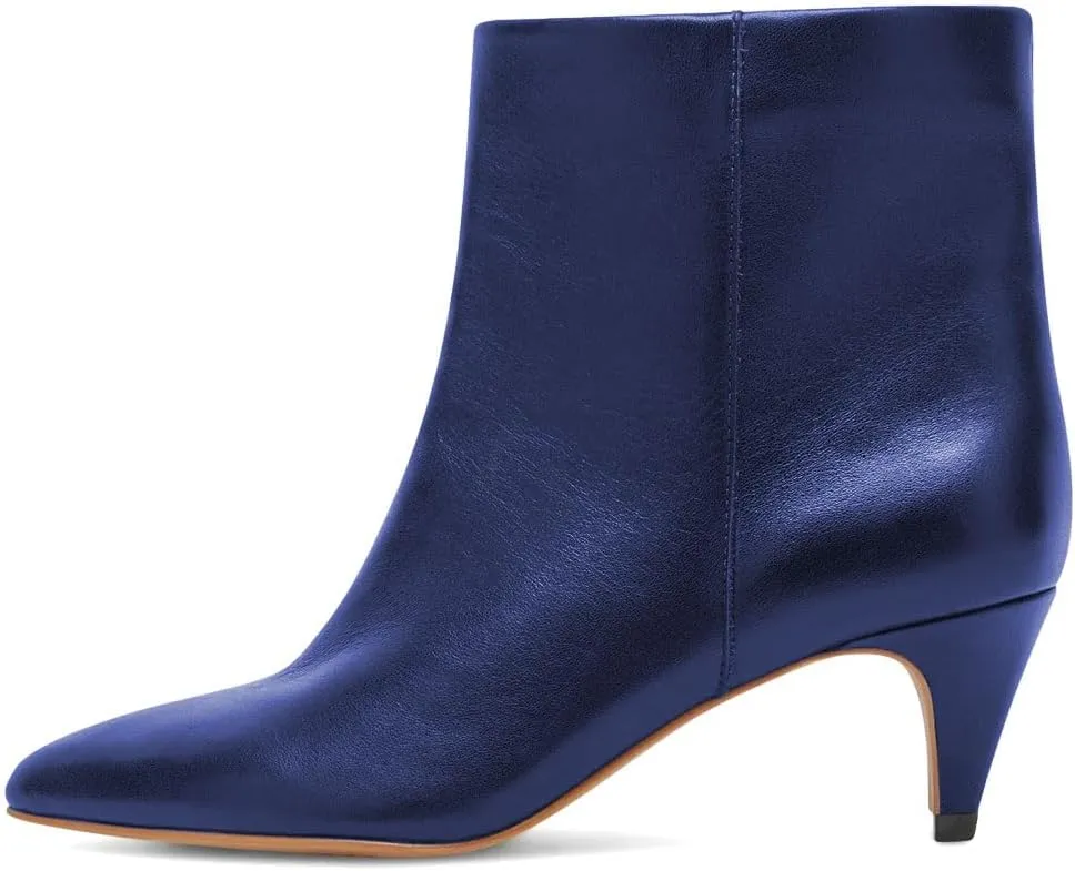 miss left Women Classic Kitten Heel Ankle Boots Pointed Toe Low Heel Wide Calf Pull On Booties Stylish Party Casual Shoes Size 4-16 US