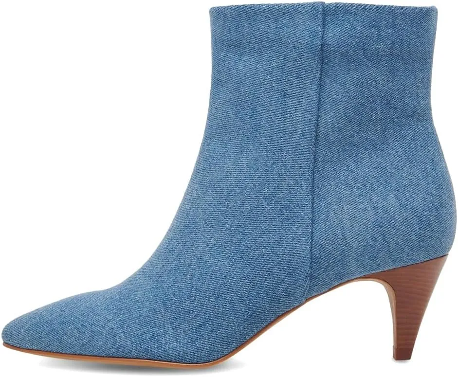 miss left Women Classic Kitten Heel Ankle Boots Pointed Toe Low Heel Wide Calf Pull On Booties Stylish Party Casual Shoes Size 4-16 US