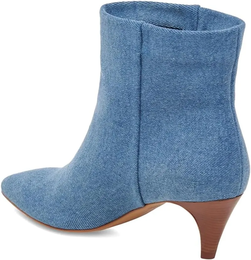 miss left Women Classic Kitten Heel Ankle Boots Pointed Toe Low Heel Wide Calf Pull On Booties Stylish Party Casual Shoes Size 4-16 US