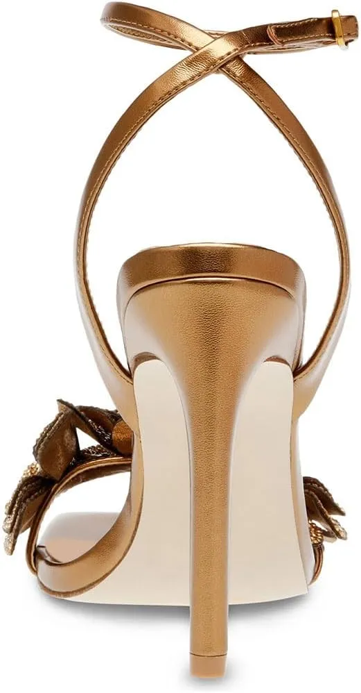 miss left Women Rhinestones Stiletto Heel Sandals with Strap Buckles Flower Embellished Open Square Toe High Heels Pumps Chic Wedding Event Dress Shoes Size 4-16 US
