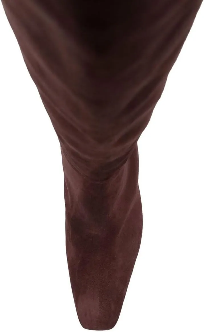miss left Women Stretchy Knee High Boot Closed Square Toe Low Kitten Heel Winter Fall Tall Boots Party Dress Shoes Size 4-16 US