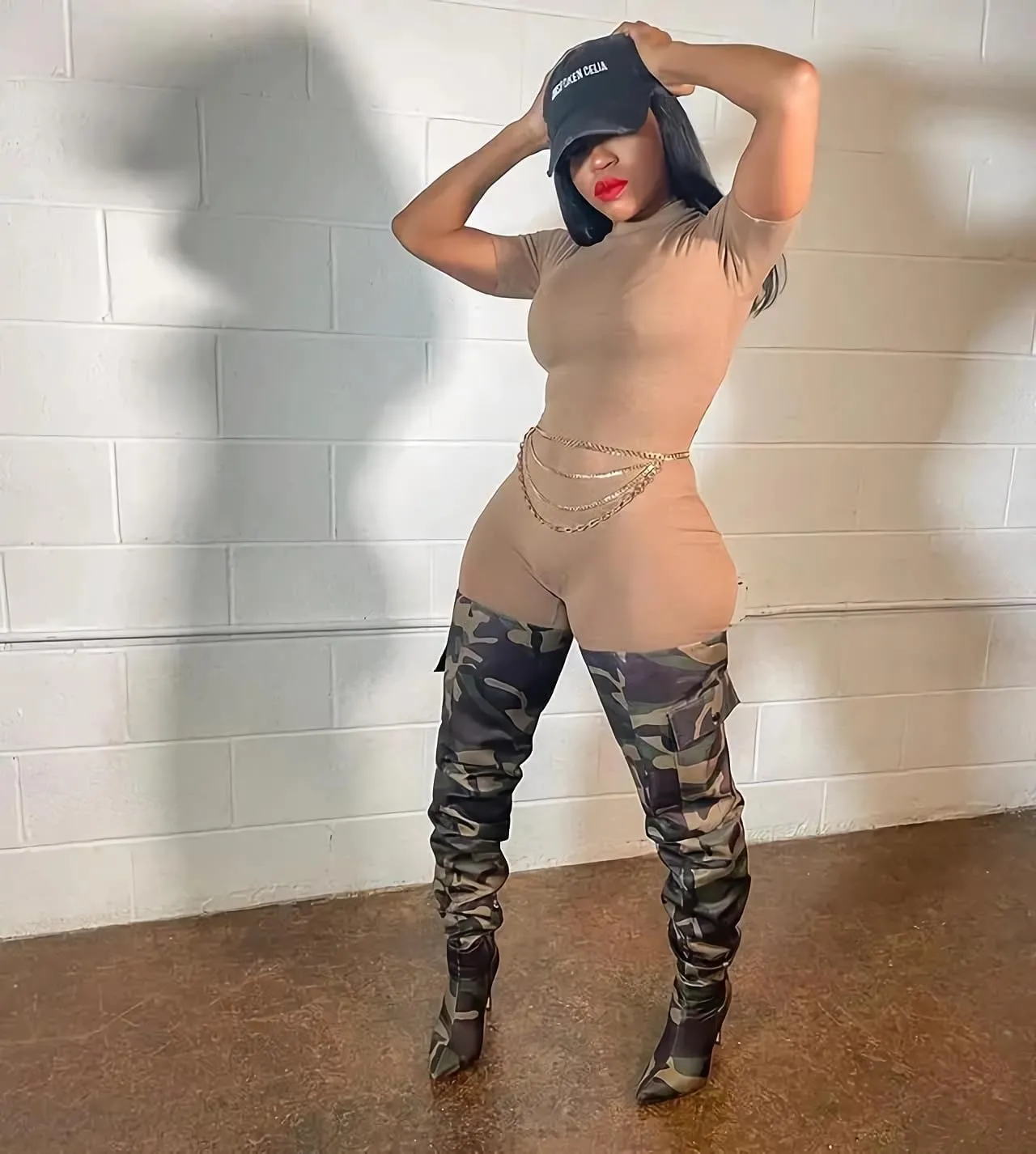 MissHeel Camo High Heel Thigh High Boots