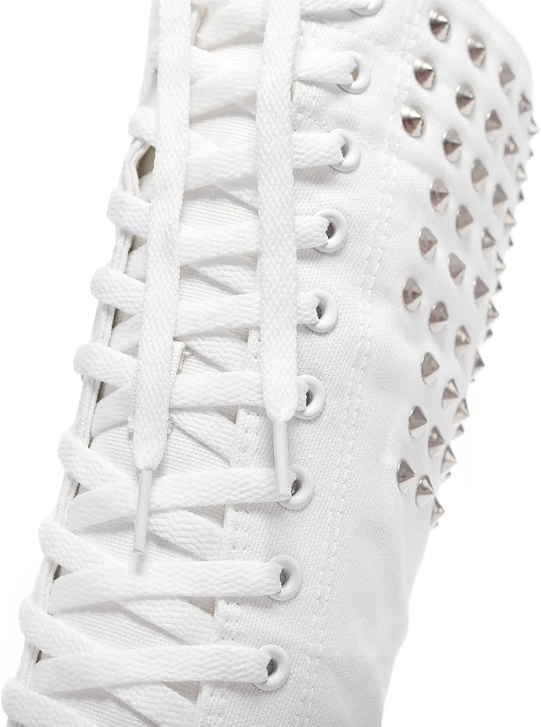 Momuk Women's Knee High Lace Up Zip Fashion Dancing Canvas Boots