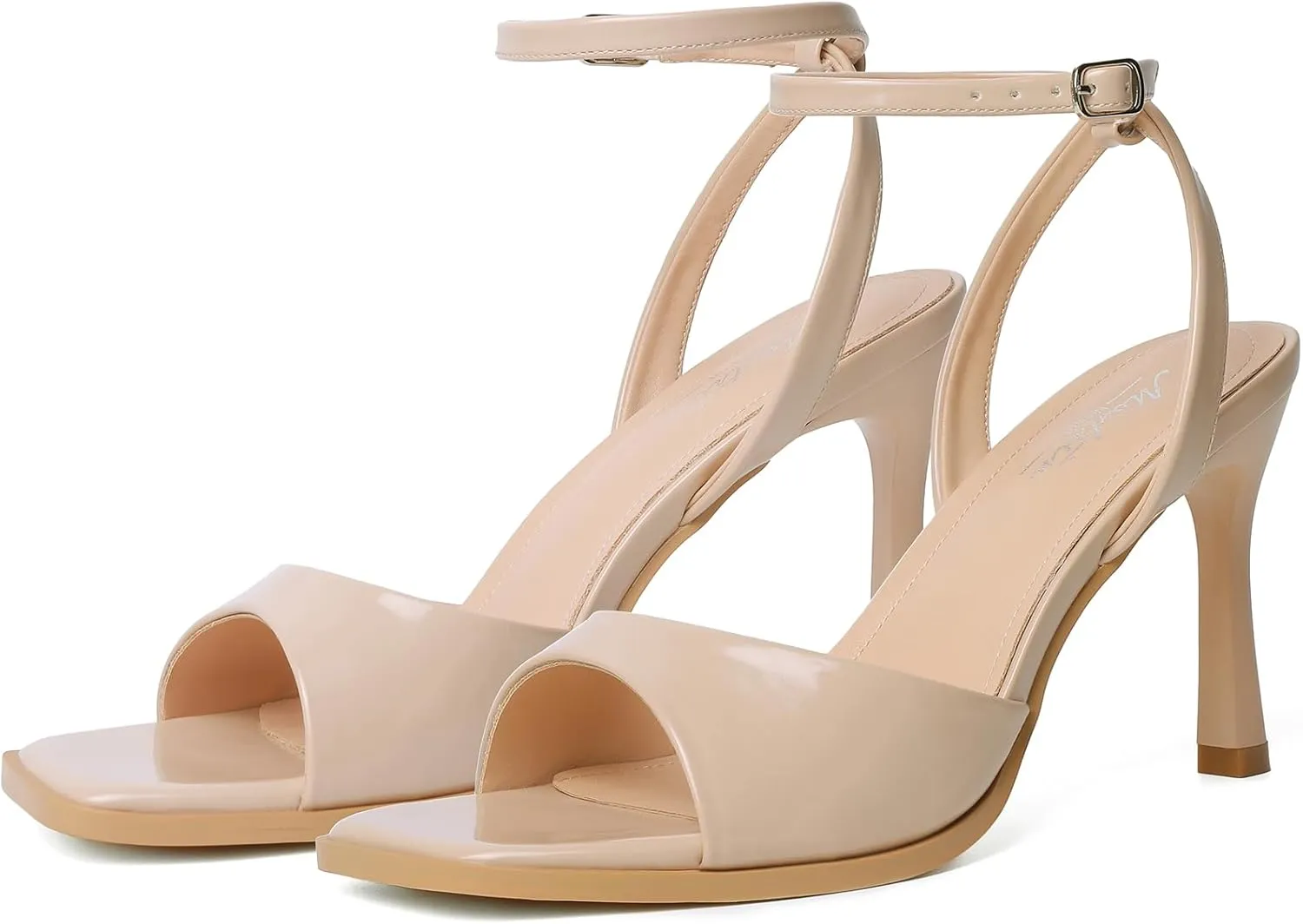 Mostrin Heels for Women Square Open Toe Heeled Sandals Ankle Strap Sexy Peep Toe High Heels for Party, Prom, Wedding Dressy Pumps Shoes