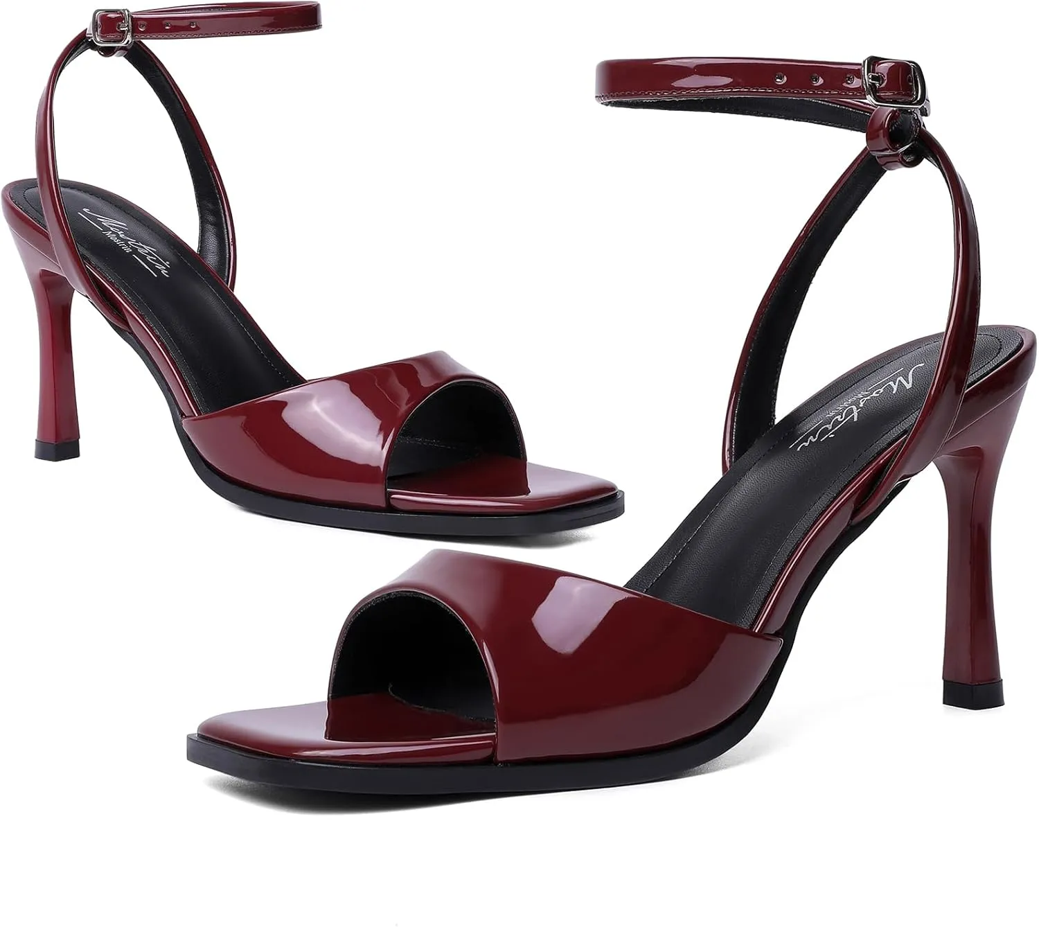Mostrin Heels for Women Square Open Toe Heeled Sandals Ankle Strap Sexy Peep Toe High Heels for Party, Prom, Wedding Dressy Pumps Shoes