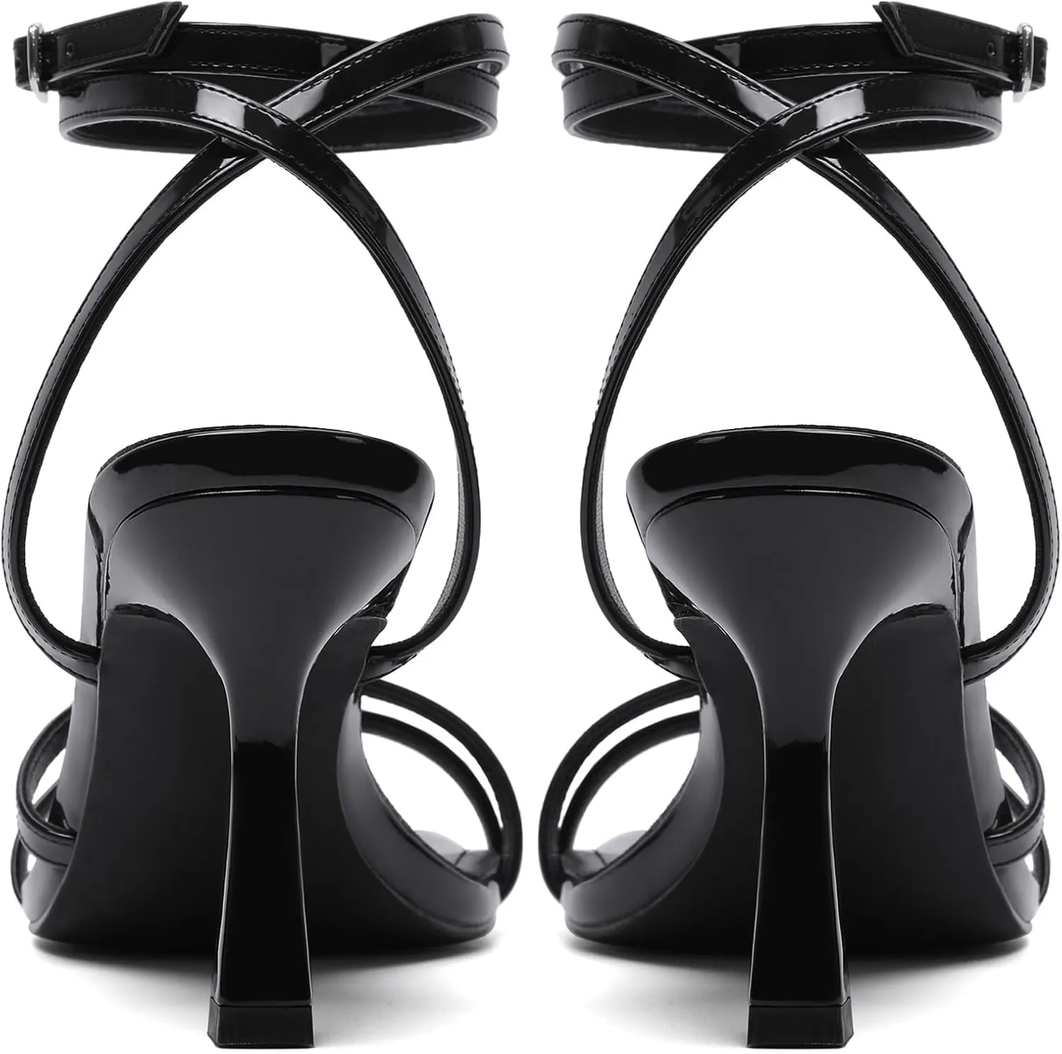Mostrin Womens Sandals Strappy Heels for Women Ankle Strap Lace Up Heels Square Open Toe Heels Tie Up Stiletto High Heeled Sandals for Prom, Party, Daily Wear