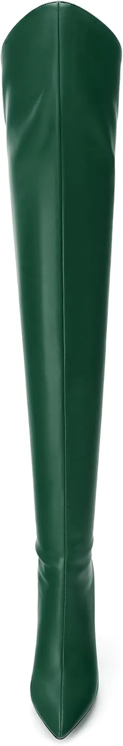 MOVINSTEPS Over The Knee Thigh High Heel Boots For Women Zipper Pointed Toe Stiletto Tall Boots Sexy Fashion Party Club Fall Winter Shoes
