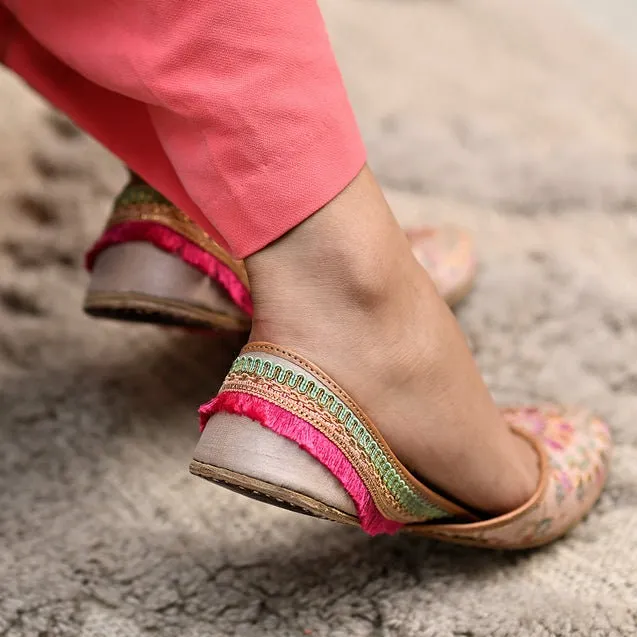 Multicolored floral jutti | handmade genuine leather punjabi jutti/khussa/mojari/flats/bridal shoes