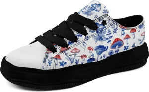 Mushroom Floral Canvas Sneakers for Women's Men's Low-Top Trendy Lace-Up Walking Casual Shoes Spring Summer Footwear