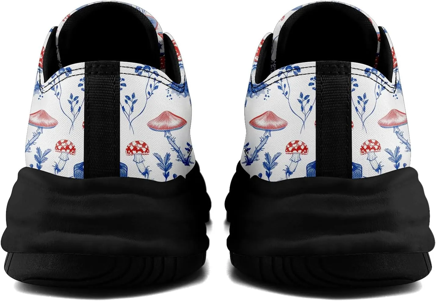 Mushroom Floral Canvas Sneakers for Women's Men's Low-Top Trendy Lace-Up Walking Casual Shoes Spring Summer Footwear