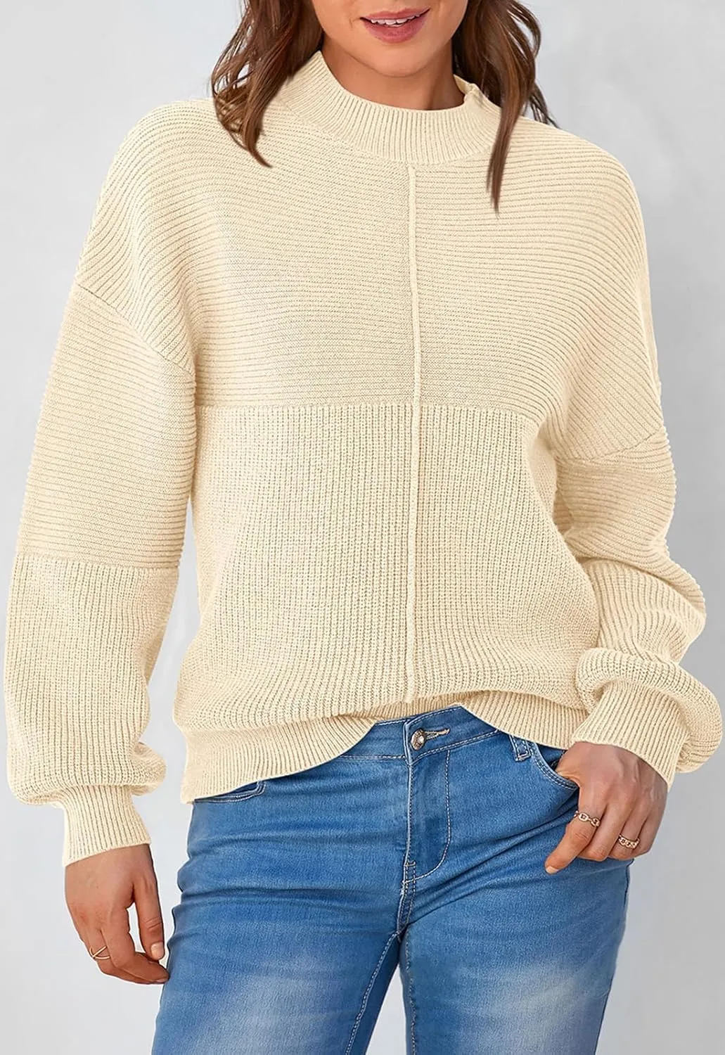 NALANISA Womens Fall Winter Sweaters 2024 Long Sleeve Crewneck Ribbed Knit Chunky Pullover Sweater Tops Fashion Clothes