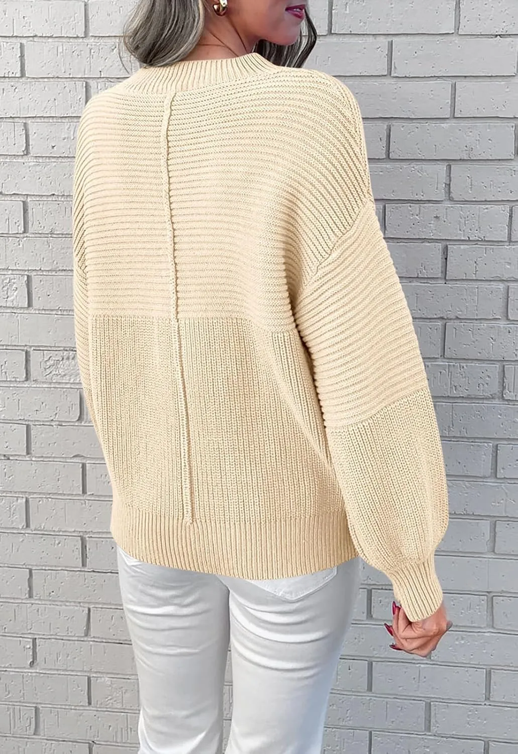 NALANISA Womens Fall Winter Sweaters 2024 Long Sleeve Crewneck Ribbed Knit Chunky Pullover Sweater Tops Fashion Clothes