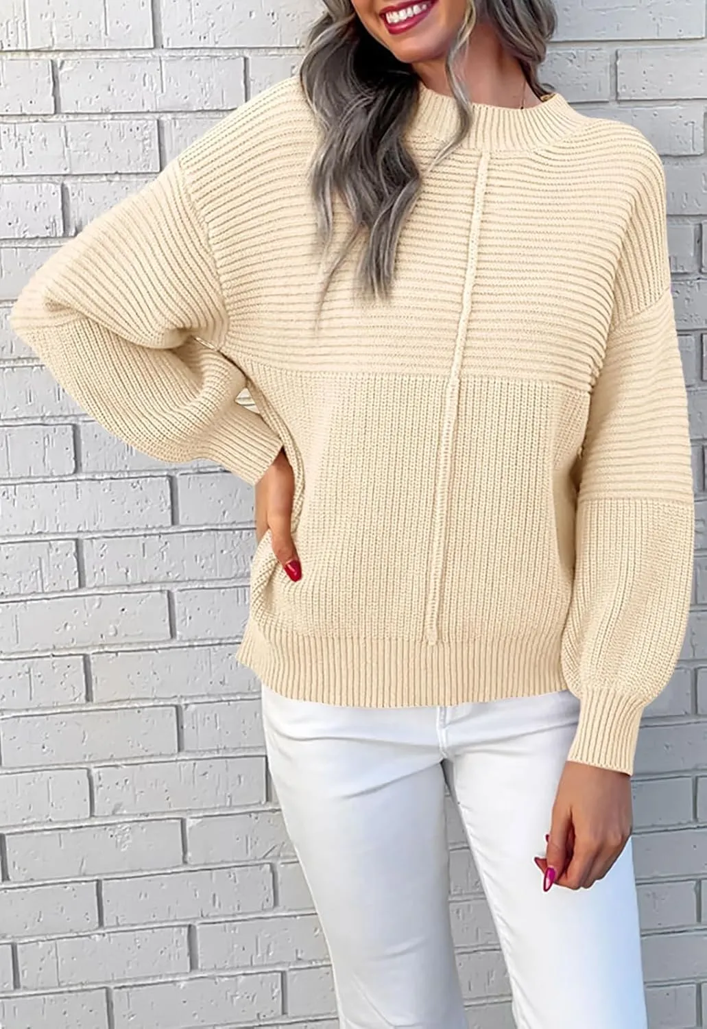 NALANISA Womens Fall Winter Sweaters 2024 Long Sleeve Crewneck Ribbed Knit Chunky Pullover Sweater Tops Fashion Clothes