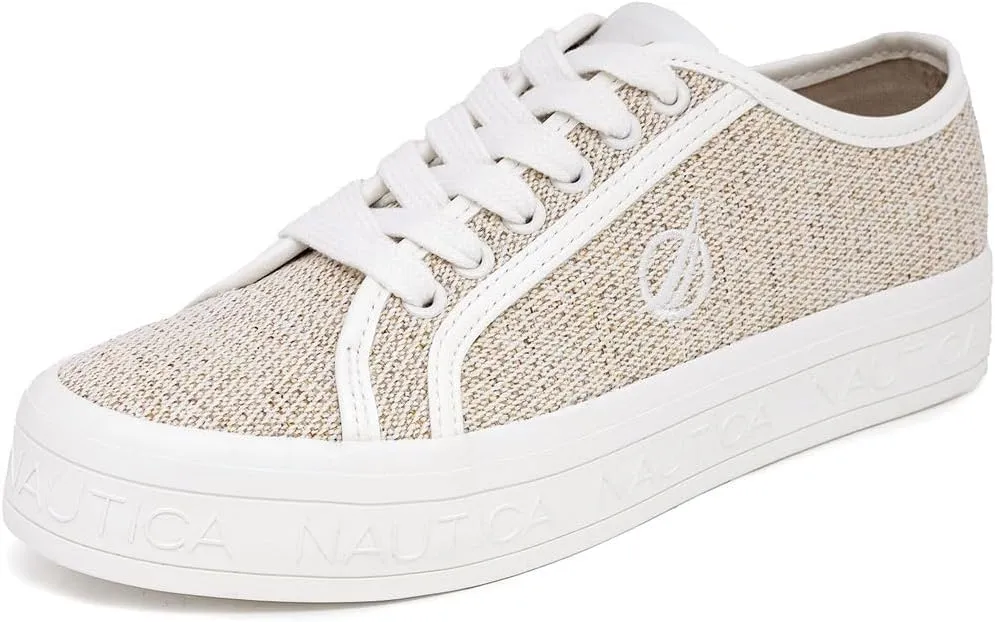 Nautica Women’s Lace-Up Fashion Sneakers – Low-Top Casual Walking & Tennis Shoes with Platform or Regular Heel
