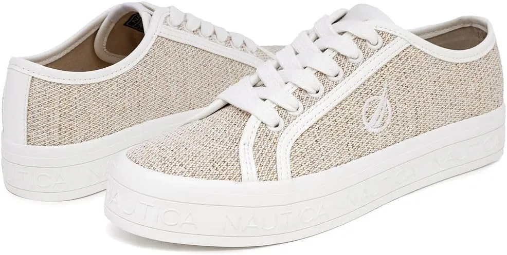 Nautica Women’s Lace-Up Fashion Sneakers – Low-Top Casual Walking & Tennis Shoes with Platform or Regular Heel