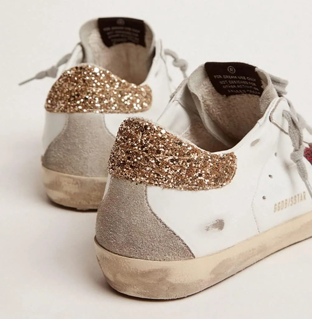 nesho White Leather Sneakers for Men Trendy Sequins Trainers Lace-up Low-top Sport Shoes