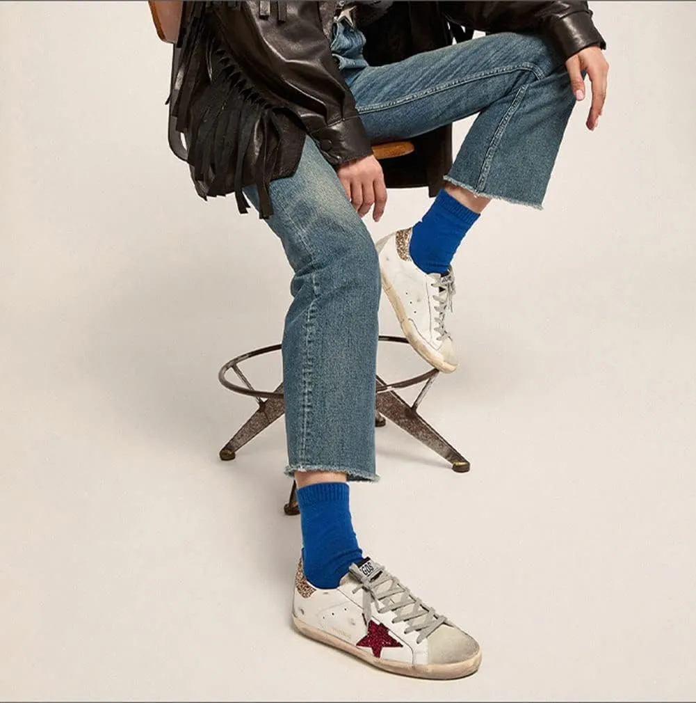 nesho White Leather Sneakers for Men Trendy Sequins Trainers Lace-up Low-top Sport Shoes