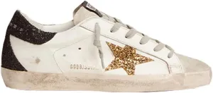 nesho White Leather Sneakers for Women Trendy Sequins Trainers Lace-up Low-top Sport Shoes