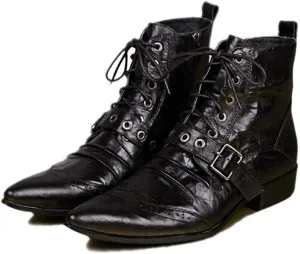 NEW Ankle Boots For Men Mens High Top Zip Boots Business Club For Office Genuine Leather The First Layer Of Cowhide