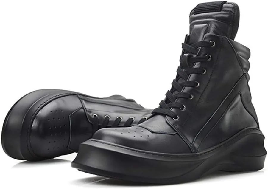 New Ankle Boots for Men Mens Zip Lace up Low Heel Boots for Office Genuine Pure Leather The First Layer of Cowhide