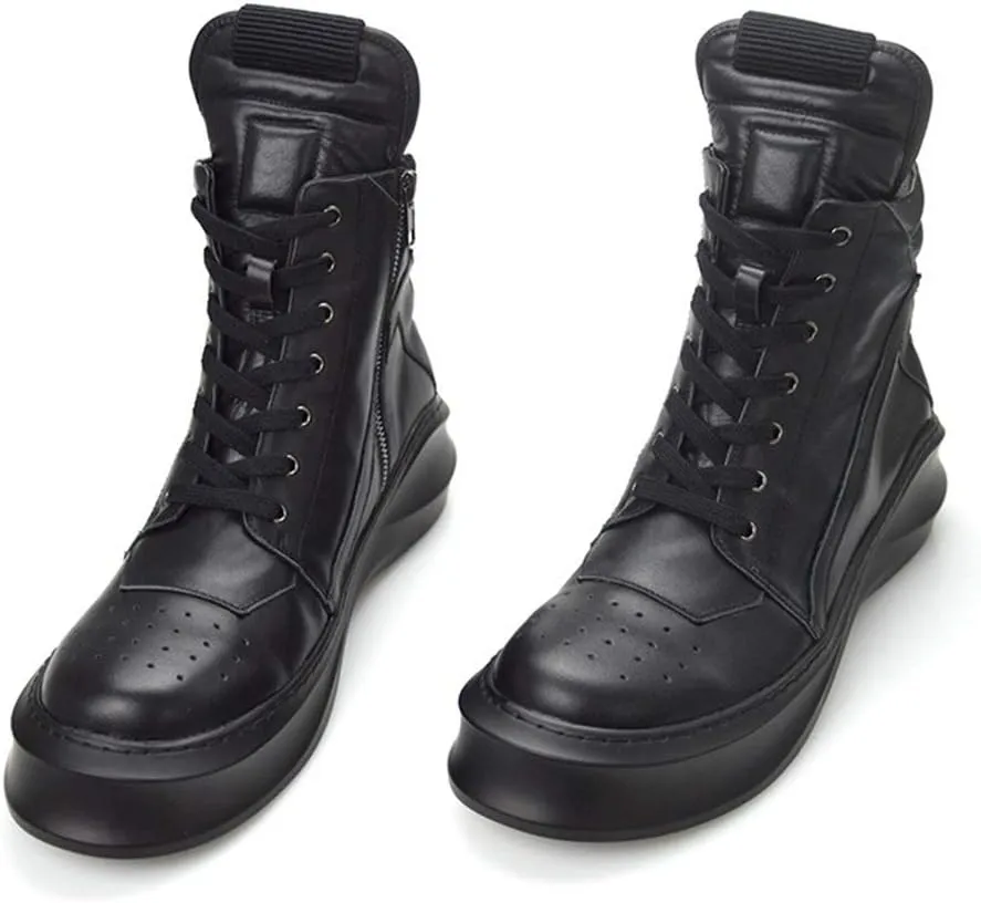 New Ankle Boots for Men Mens Zip Lace up Low Heel Boots for Office Genuine Pure Leather The First Layer of Cowhide