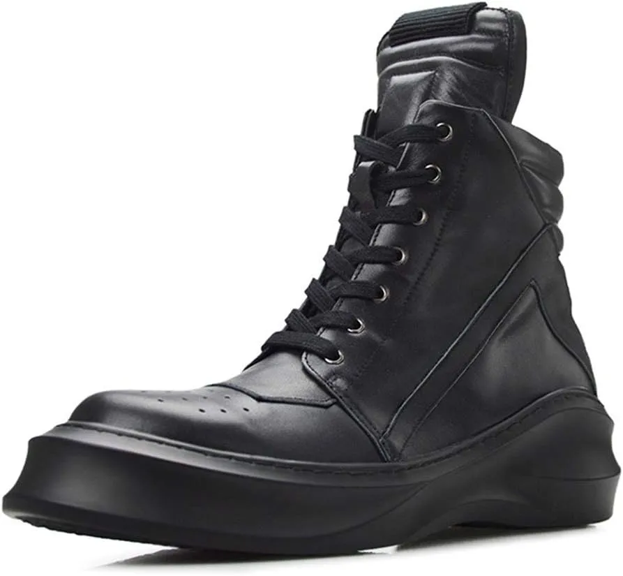 New Ankle Boots for Men Mens Zip Lace up Low Heel Boots for Office Genuine Pure Leather The First Layer of Cowhide