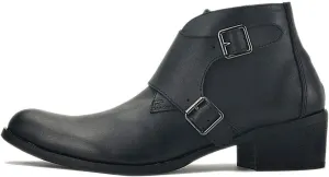 New Ankle Boots for Men Monk Strap High Heel Ankle Boots for Men Party Club Business Show Office for Holiday Pure Leather The First Layer of Cowhide(Black,10)