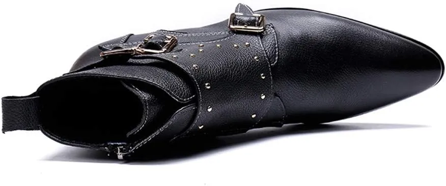 NEW For Men Ankle Boots Men Monk Strap Zip Boots with Decoration Show Business Party Club For Office The First Layer Of Cowhide Pure Genuine Leather