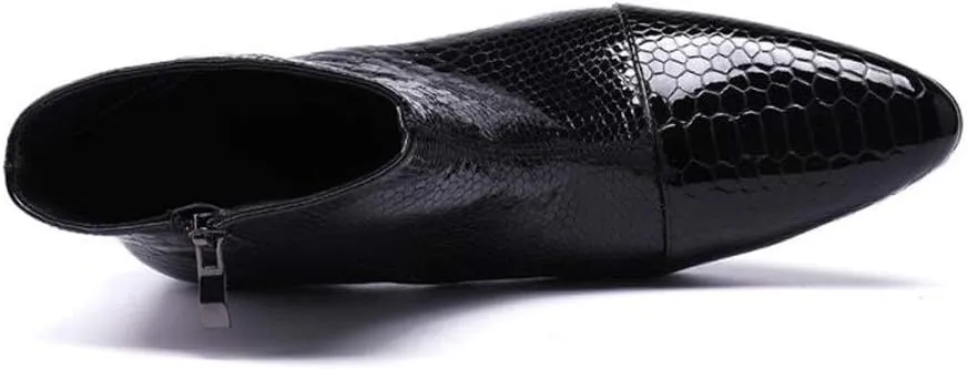 NEW For Men Ankle Boots Pointed Animal Pattern Zip Men Boots For Office Genuine Pure Leather The First Layer Of Cowhide