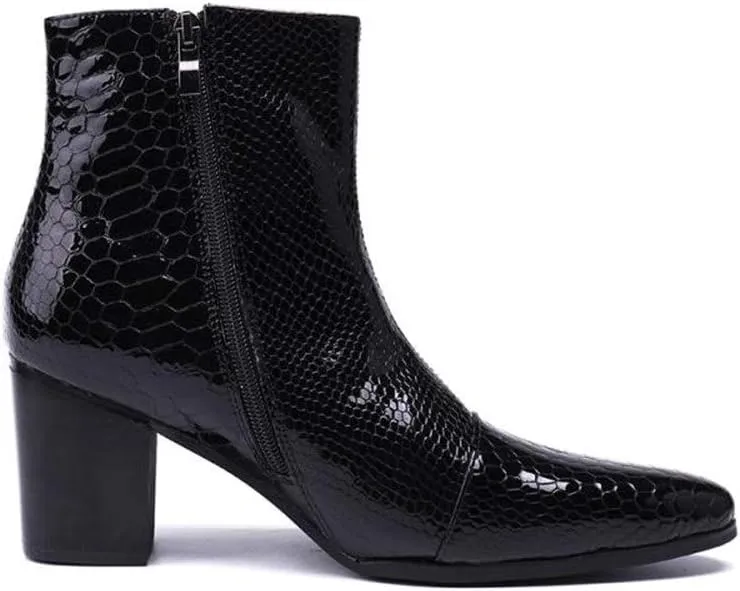 NEW For Men Ankle Boots Pointed Animal Pattern Zip Men Boots For Office Genuine Pure Leather The First Layer Of Cowhide