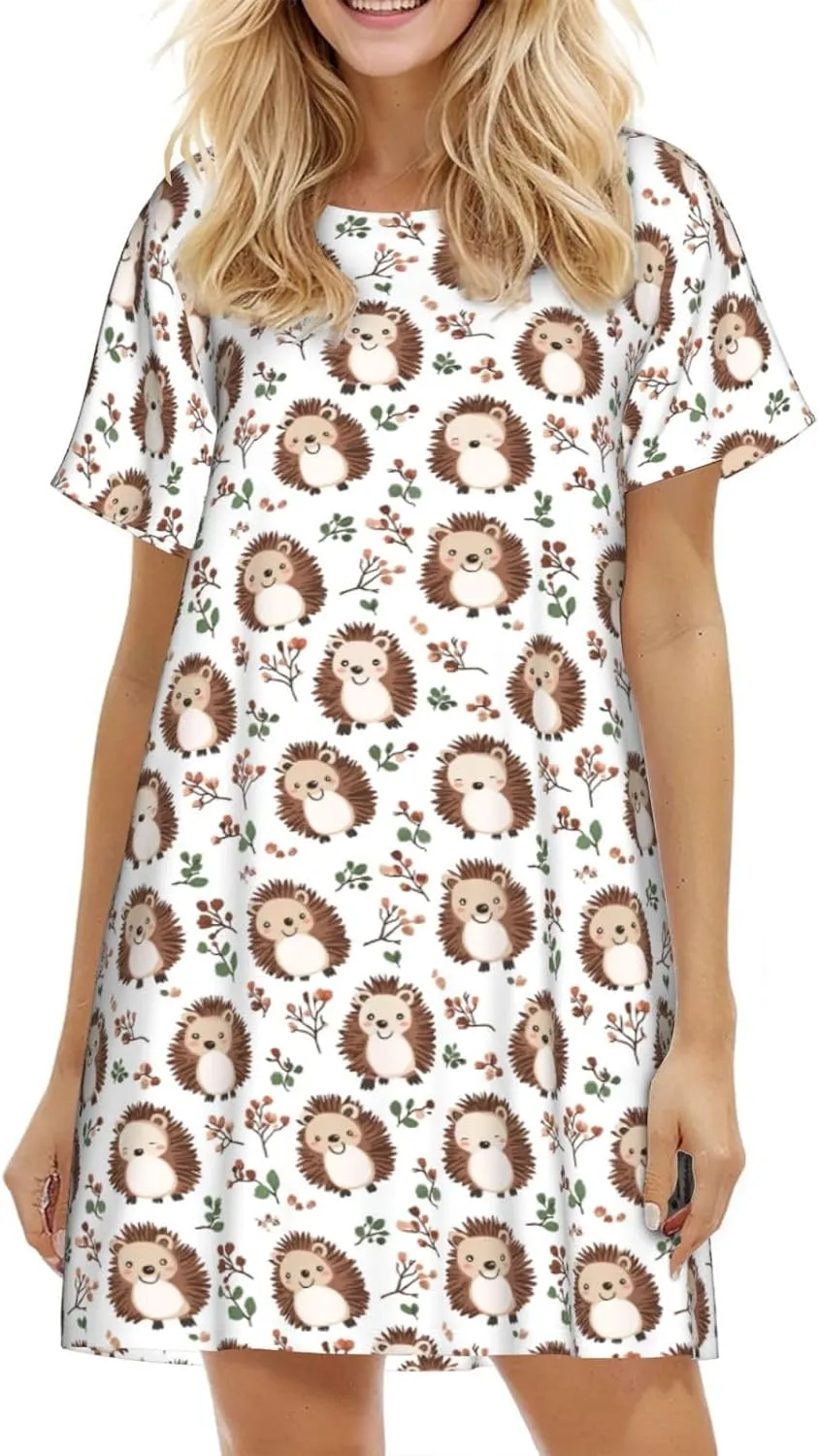 Nightgowns For Women Soft Cotton Sleepshirt Short Sleeve Lounge Dress Casual Ladies Sleepwear