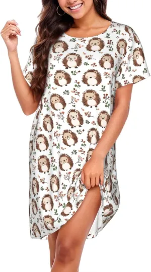 Nightgowns For Women Soft Cotton Sleepshirt Short Sleeve Lounge Dress Casual Ladies Sleepwear