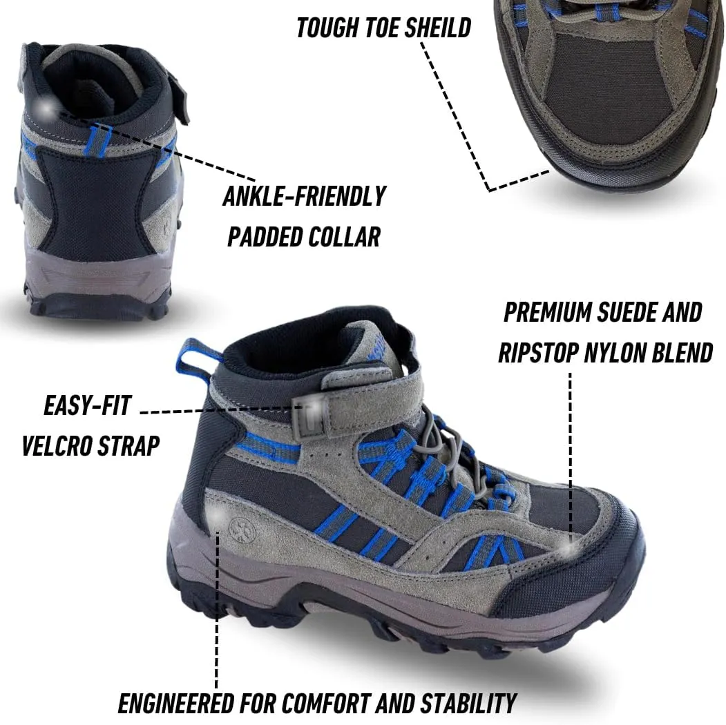 Northside Unisex-Child Rampart Mid Hiking Boots - Lightweight Performance | Suede/Ripstop Nylon Moisture-Wicking Quick Lace-Up Durable TPR Outsole | Kids Hiking Adventure Essential