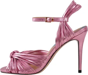 onlymaker Women's Peep Toe Open-back Ankle Sandals Cute front Braid Bowknot Buckle Strap Stiletto High Heel Sandals