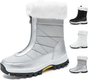 Optigard Women's High Top Snow Boots with Zipper,Warm Fur Lined Winter Waterproof Thick Sole Ankle Boots Slip-On Outdoor Comfortable Anti-Slip Walking Boots