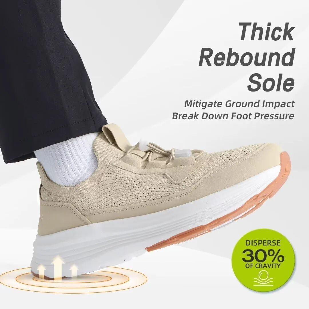 OrthoComfoot Men's Orthopedic Slip-On Loafers Walking Shoes: Comfortable Casual Arch Support Plantar Fasciitis Thick Sneakers, Breathable Work Tennis Orthotic Flat Feet Shoes for Foot Pain Relief