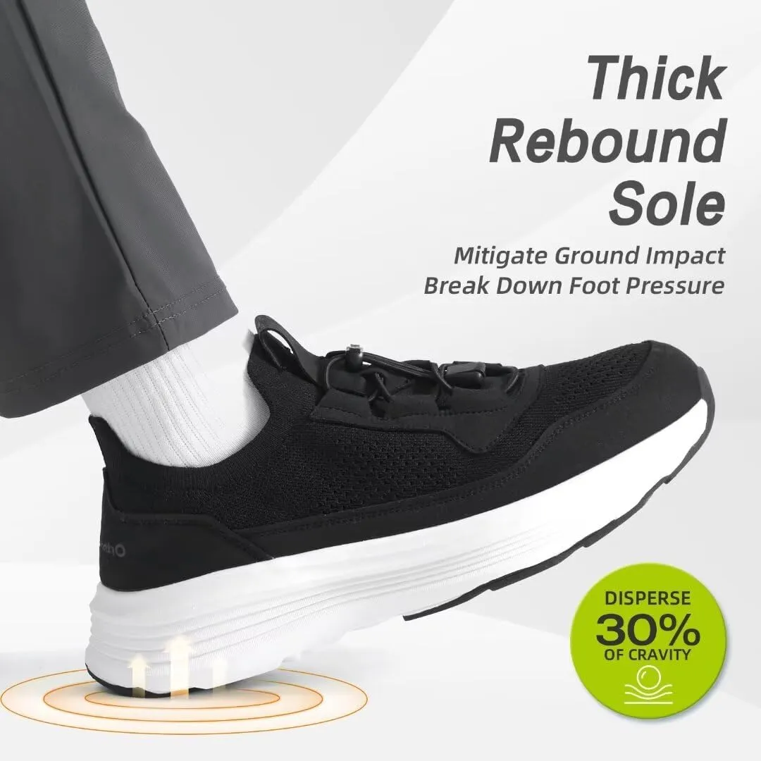 OrthoComfoot Men's Orthopedic Slip-On Loafers Walking Shoes: Comfortable Casual Arch Support Plantar Fasciitis Thick Sneakers, Breathable Work Tennis Orthotic Flat Feet Shoes for Foot Pain Relief