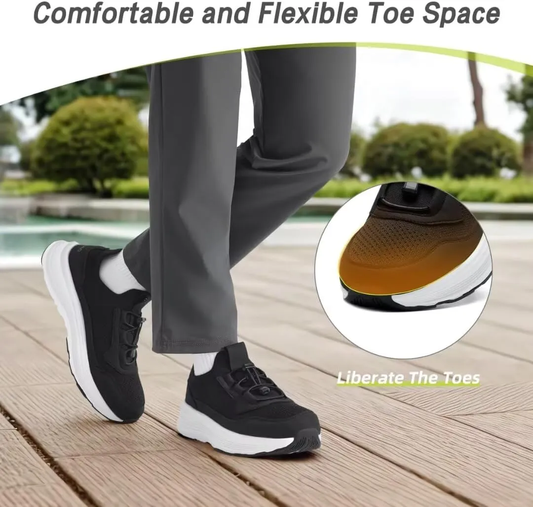 OrthoComfoot Men's Orthopedic Slip-On Loafers Walking Shoes: Comfortable Casual Arch Support Plantar Fasciitis Thick Sneakers, Breathable Work Tennis Orthotic Flat Feet Shoes for Foot Pain Relief