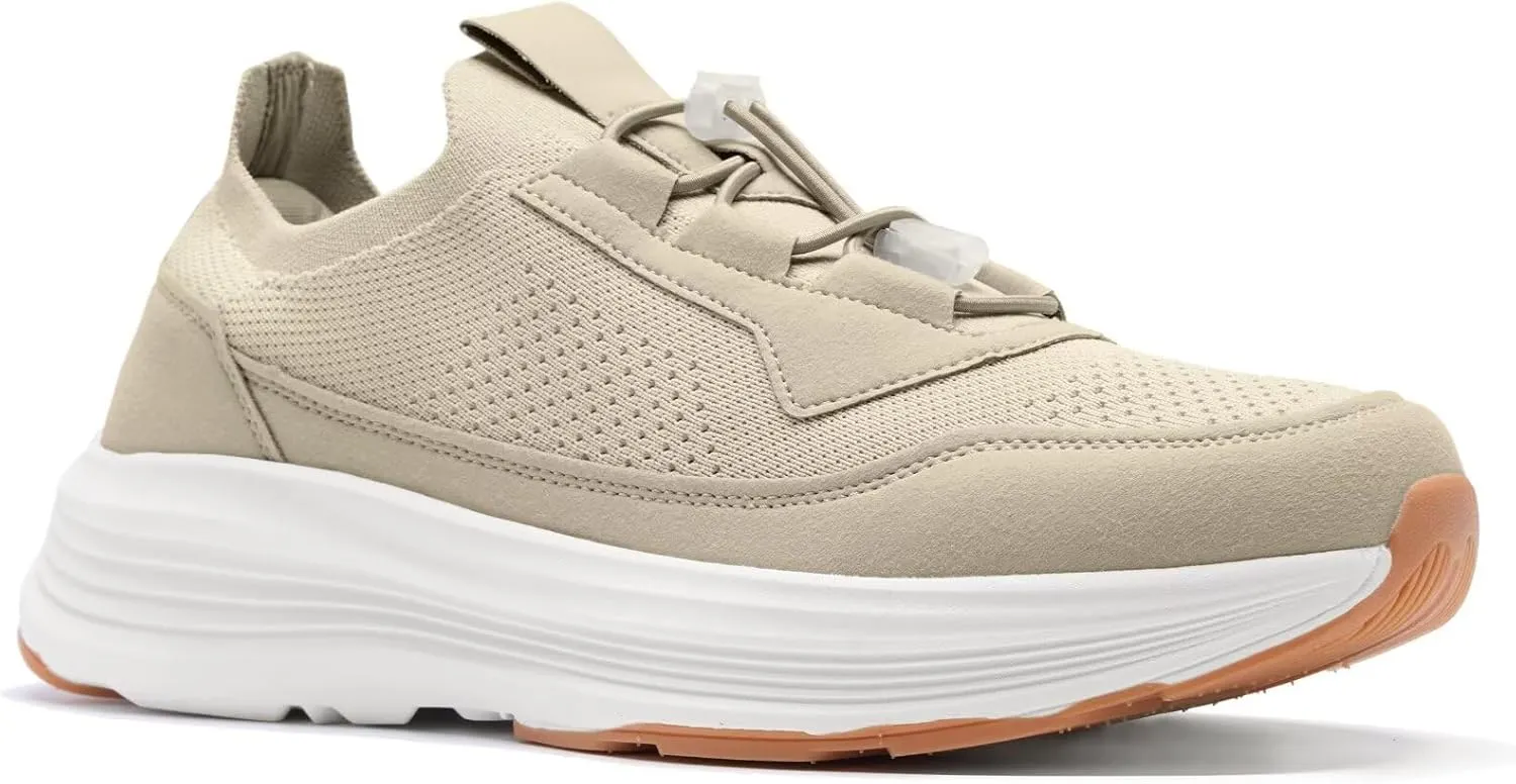 OrthoComfoot Men's Orthopedic Slip-On Loafers Walking Shoes: Comfortable Casual Arch Support Plantar Fasciitis Thick Sneakers, Breathable Work Tennis Orthotic Flat Feet Shoes for Foot Pain Relief